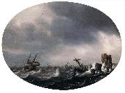 Simon de Vlieger Stormy Sea oil painting
